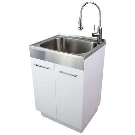 laundry room stainless steel utility sink with cabinet|freestanding stainless steel laundry sink.